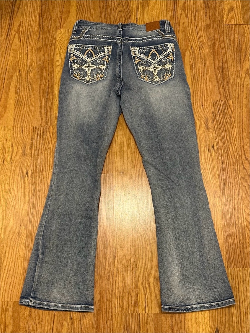 Danesi Women's Bling Embroidered Bootcut Jeans Size 5 – Medium Wash Y2K Western